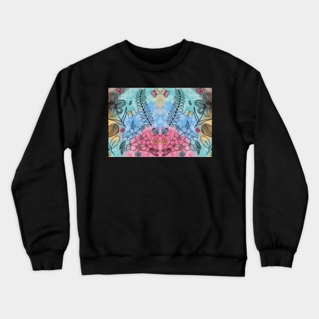 BLACK LINE & WATERCOLORS  _ FLORALS AND LEAVES DOODLES Crewneck Sweatshirt by FLOWER_OF_HEART